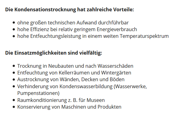 Kondensationstrocknung aus  Niederkirchen (Deidesheim)
